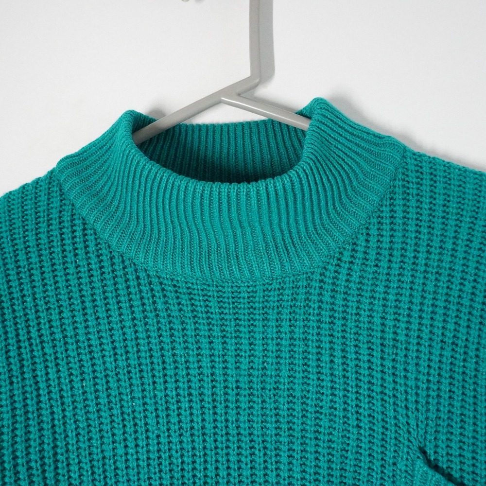 Amilano‎ Paris Milano New York Mock Neck Knit Sweater Medium Green Pocket - Picture 4 of 7
